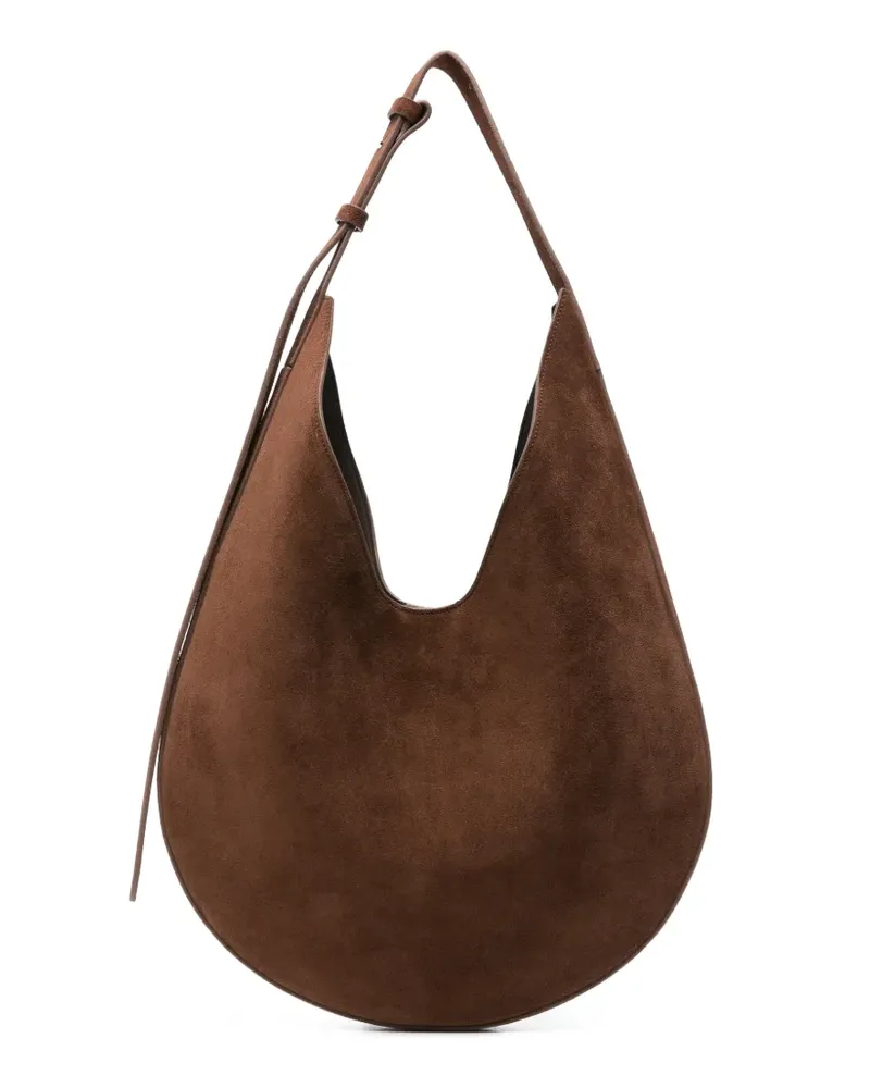 Aesther Ekme medium curved suede shoulder bag - Braun Braun