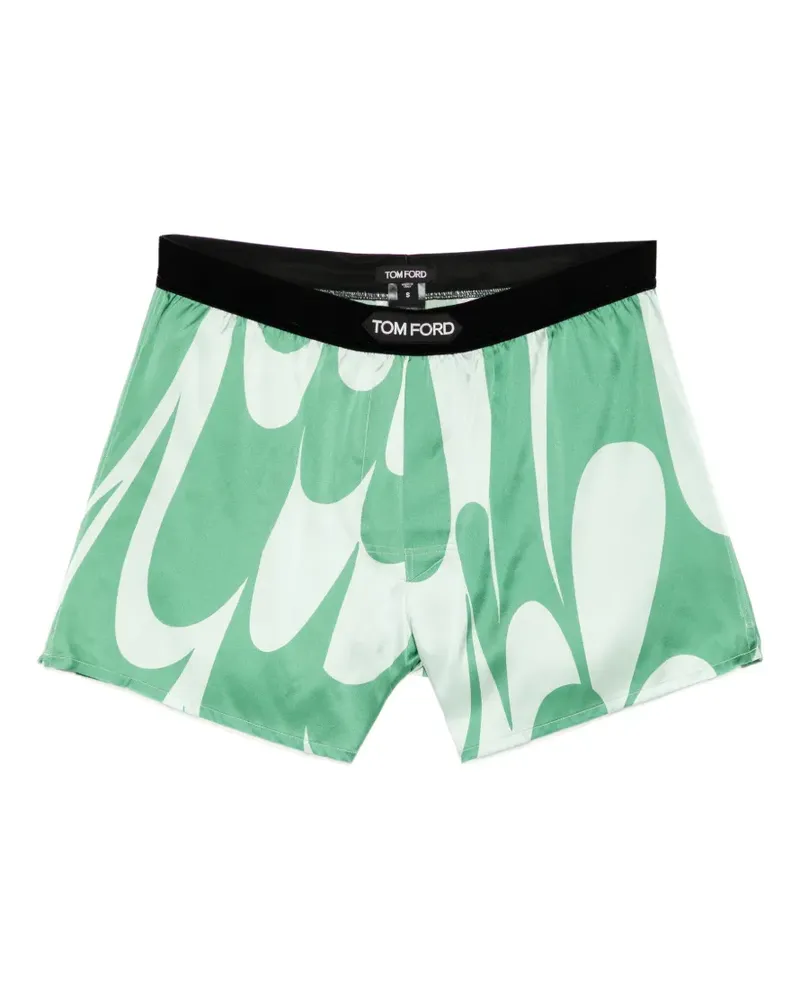 Tom Ford abstract-print logo-patch boxer shorts - Grün Grün