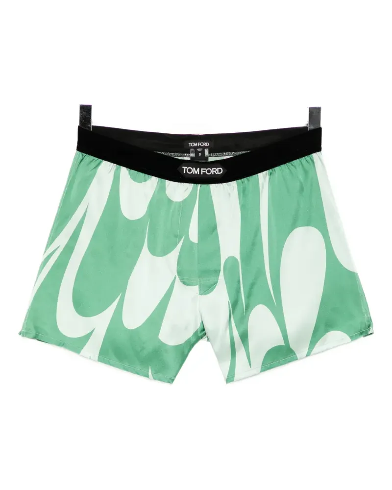 Tom Ford abstract-print logo-patch boxer shorts - Grün Grün