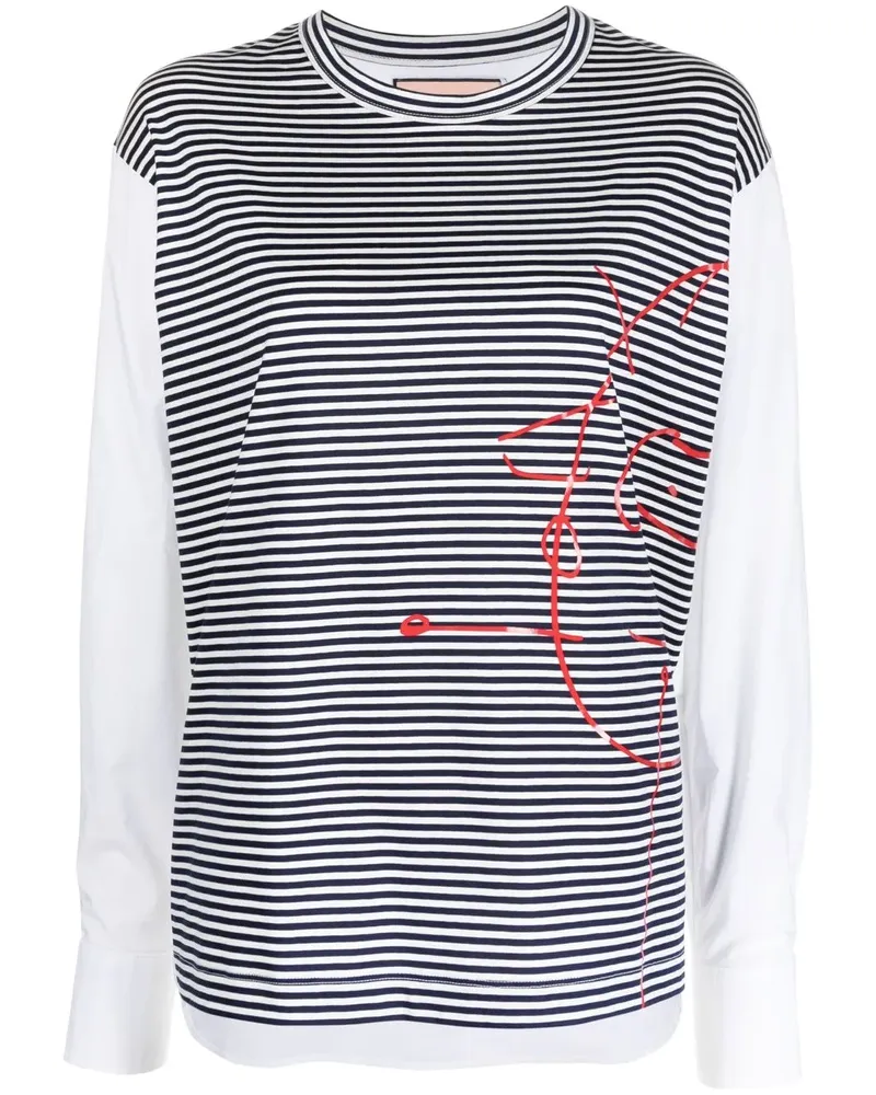 PLAN C Gestreiftes Sweatshirt - Blau Blau