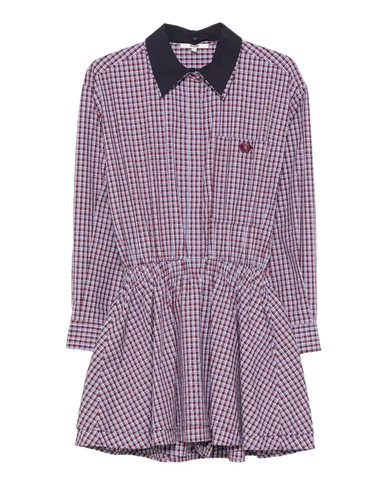 Maje checked cotton mini dress - Rot Rot