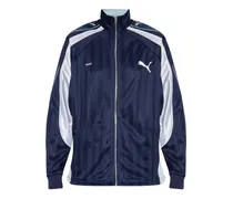 Gestreiftes Sweatshirt mit Reißverschluss - Blau