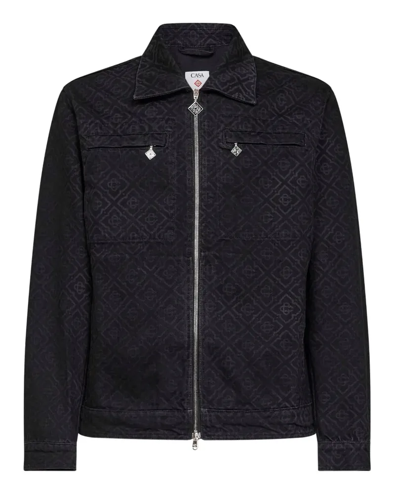 Casablanca Paris monogram-pattern denim jacket - Schwarz Schwarz