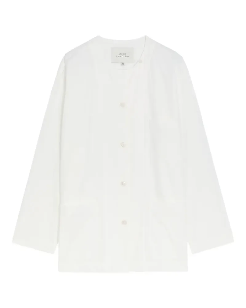 Studio Nicholson collarless patch-pocket shirt - Weiß Weiß