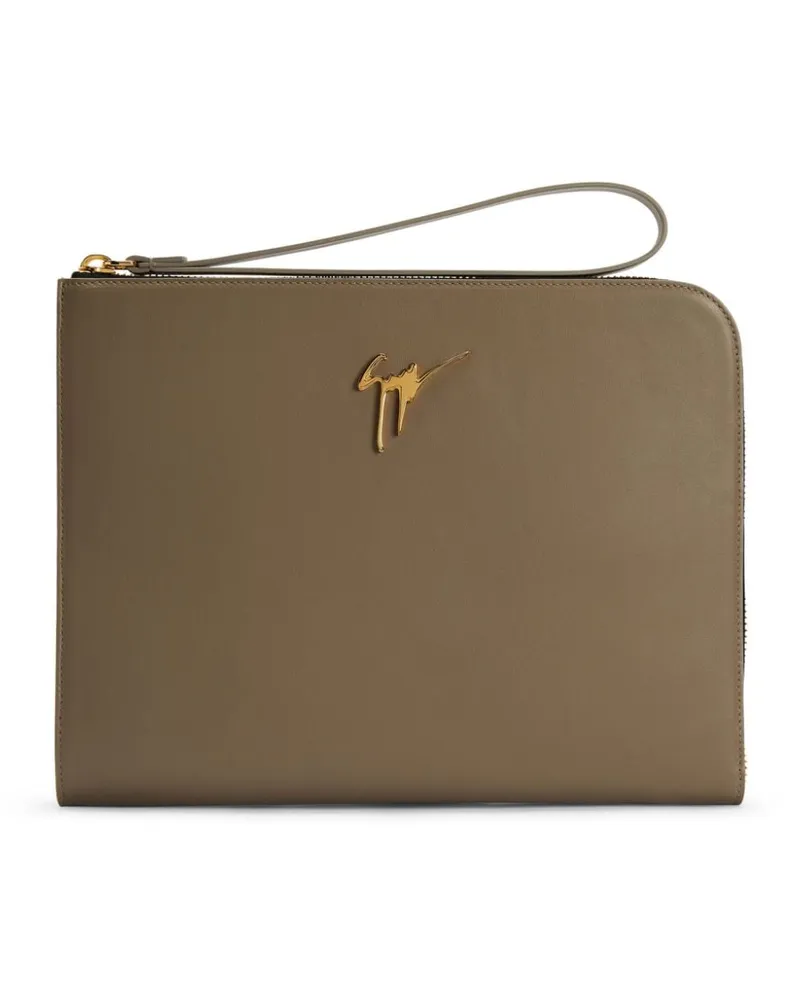 Giuseppe Zanotti Fabian Clutch mit Logo-Schild - Braun Braun