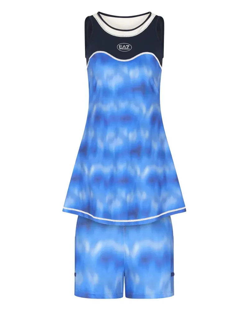 EA7 Tenniskleid mit abstraktem Print - Blau Blau