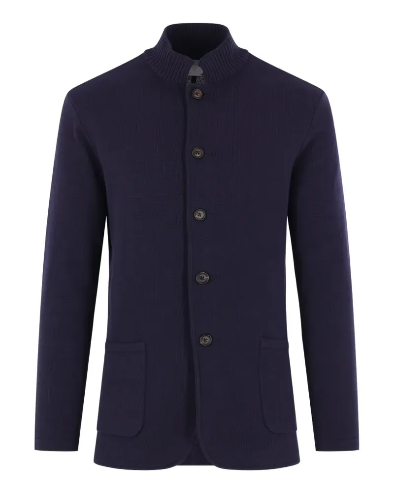 Eleventy ribbed-collar cotton cardigan - Blau Blau