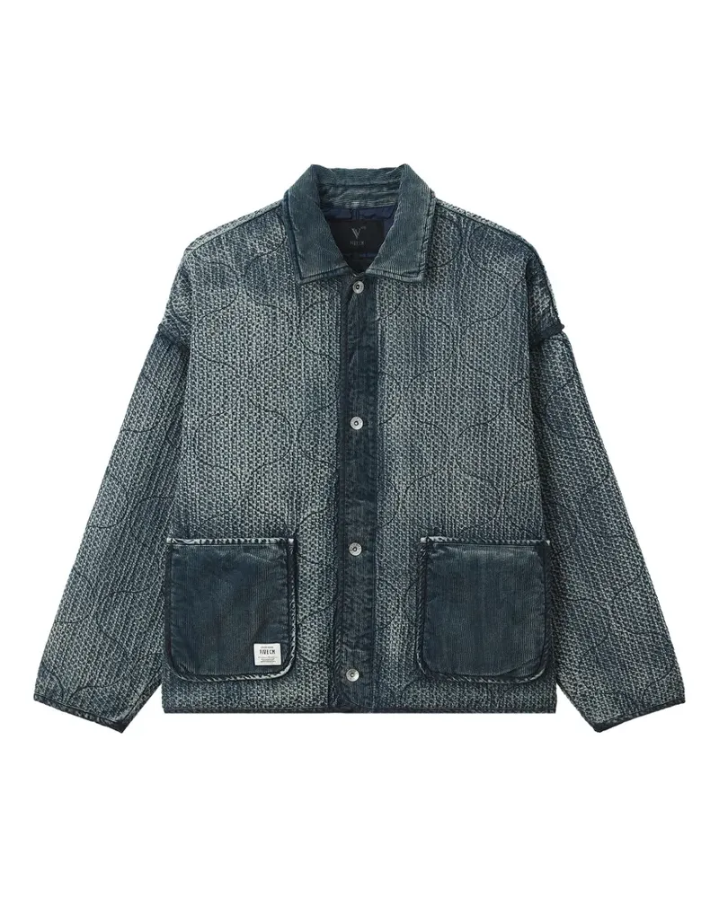 FIVE CM Gesteppte Jacke mit Cordeinsätzen - Blau Blau