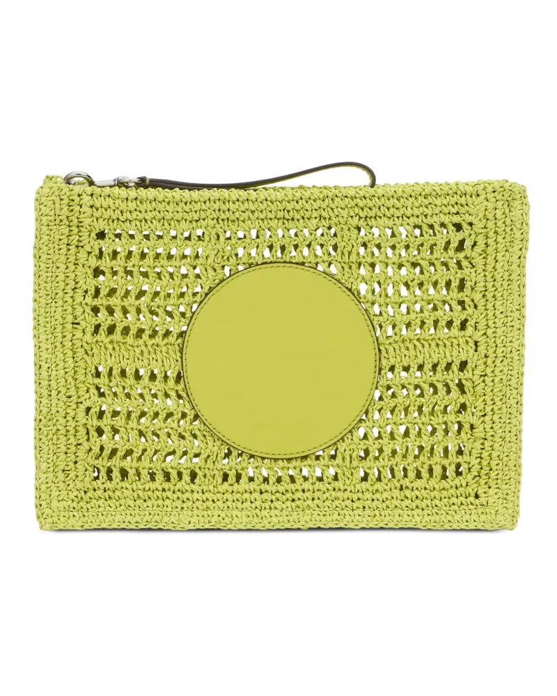 Tory Burch Ella logo-patch woven clutch bag - Grün Grün