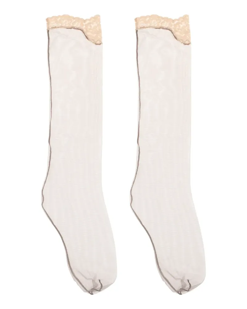Valentino Garavani Mesh-Socken mit Spitzenbesatz - Nude Nude