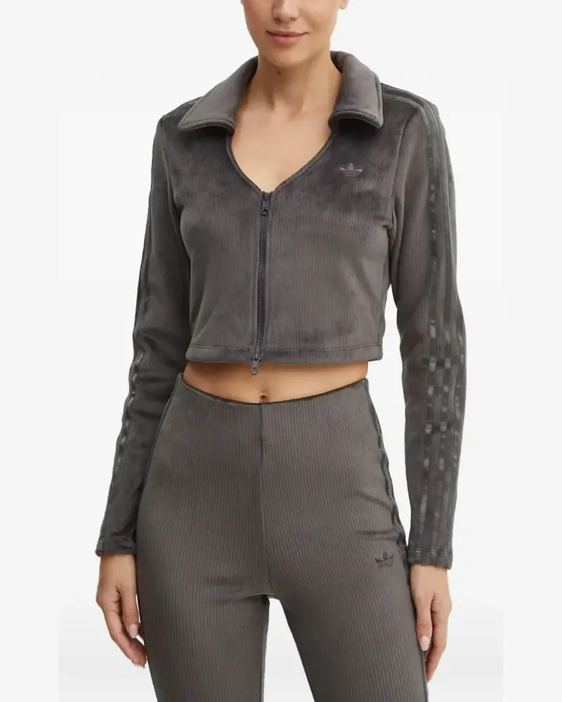 adidas ribbed-velour zip-up sweatshirt - Grau Grau