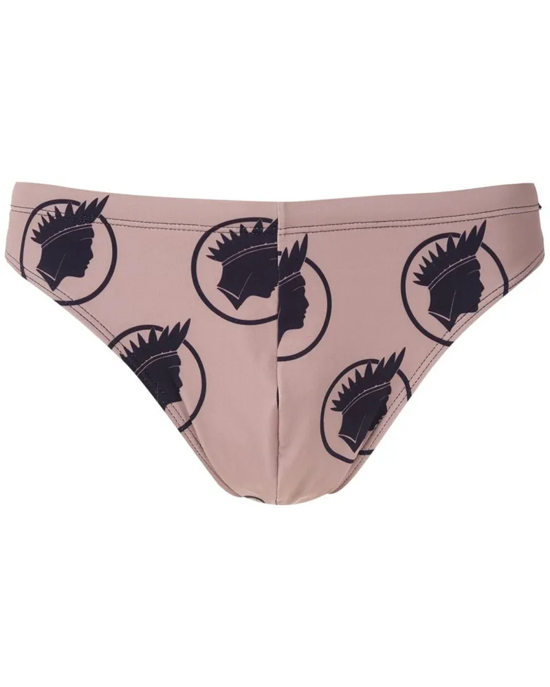 Amir Slama Badehose mit "Índio"-Print - Nude Nude
