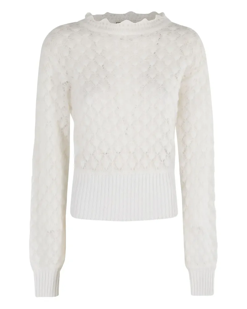 Blumarine Pullover mit gewelltem Kragen - Weiß Weiß