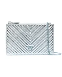 Pinko Clutch aus Matelassé-Leder Grau