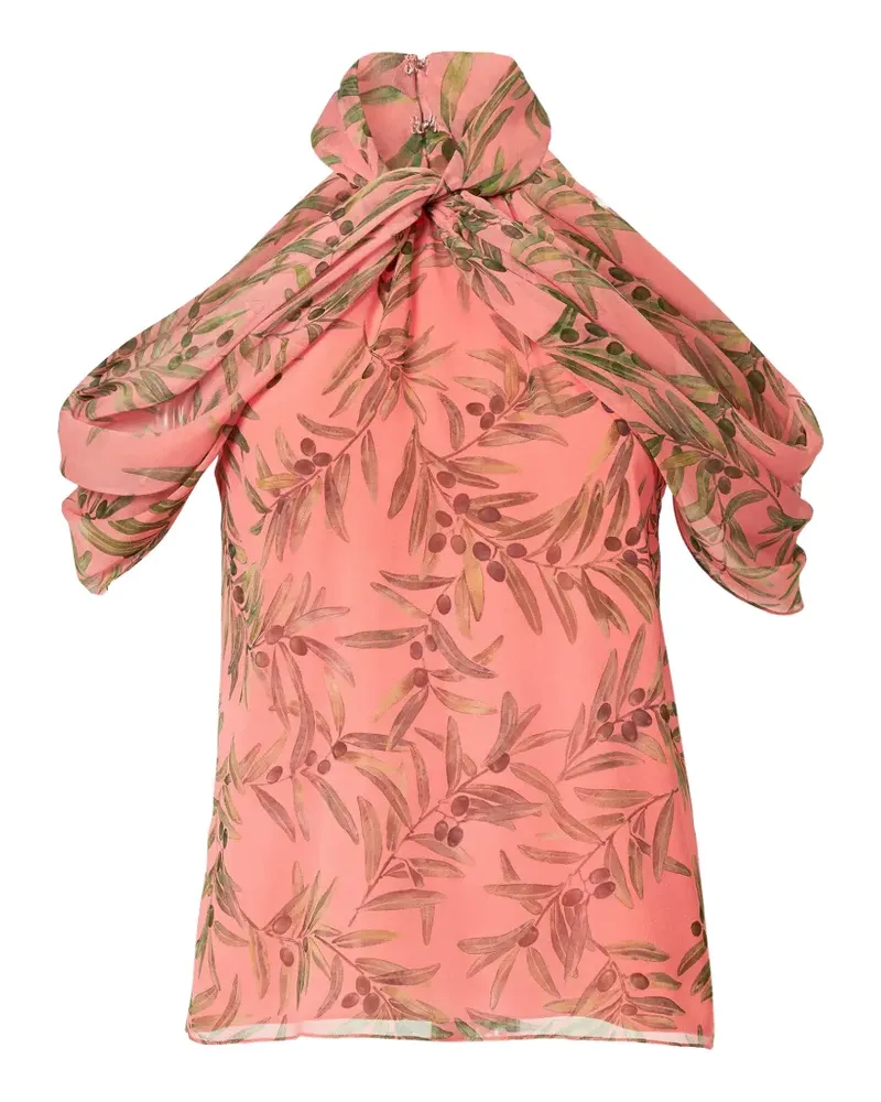 Carolina Herrera New York olive branch-print halterneck top - Rosa Rosa
