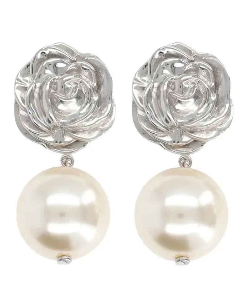 Magda Butrym rose-motif faux-pearl earrings - Silber Silber