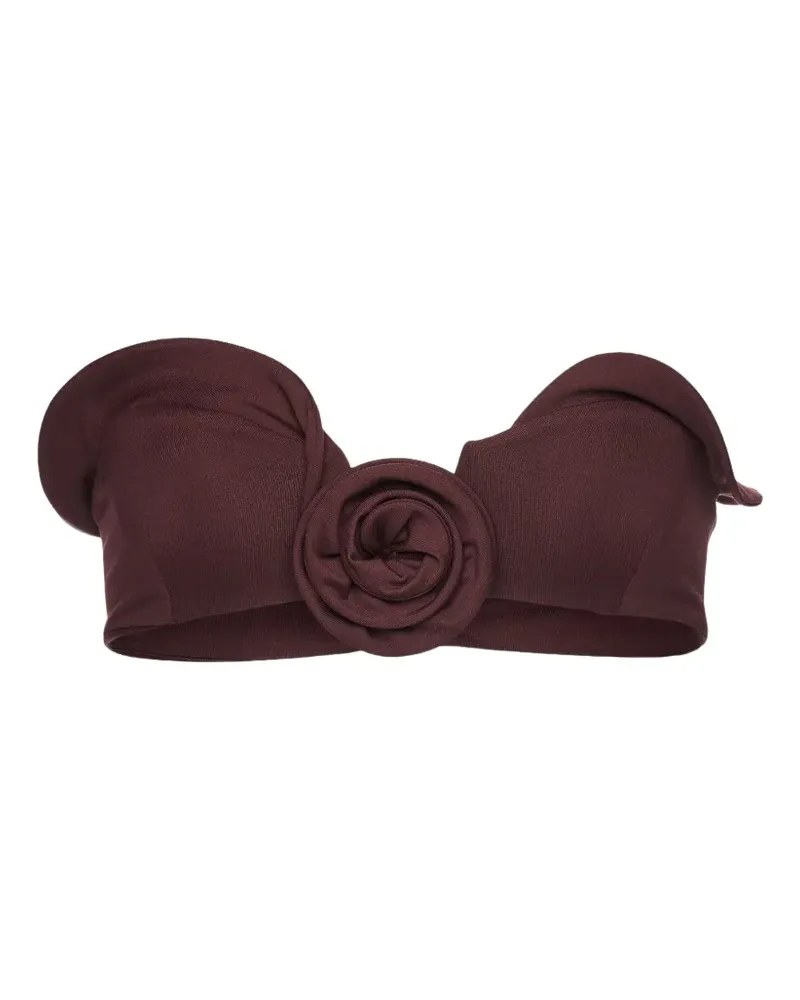 Magda Butrym flower-appliqué bandeau bikini top - Rot Rot