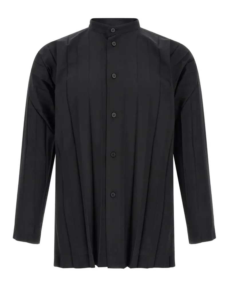 Issey Miyake Edge Hemd mit Bundfaltenkragen - Schwarz Schwarz