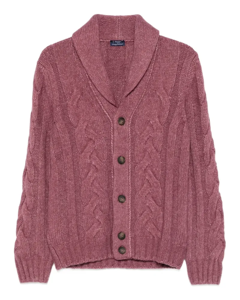 BARBA Cardigan mit Zopfmuster - Violett Violett