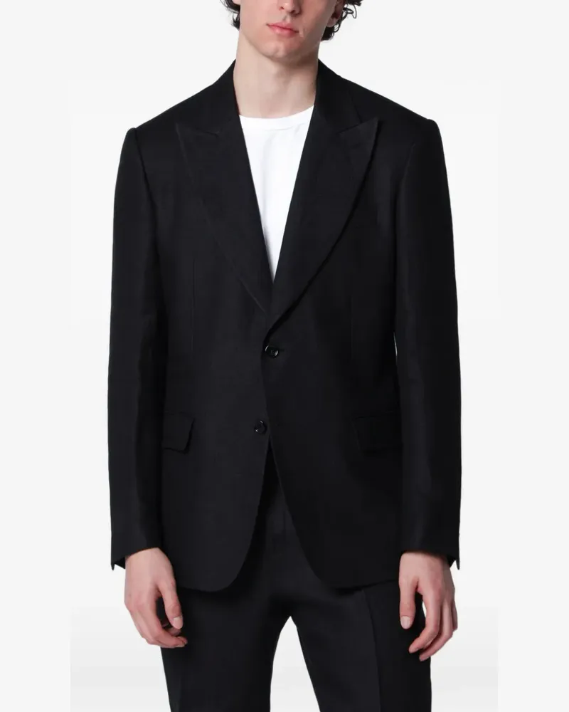 LARDINI single-breasted linen blazer - Schwarz Schwarz