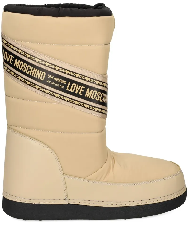 Moschino Schneestiefel mit Logo-Print - Nude Nude