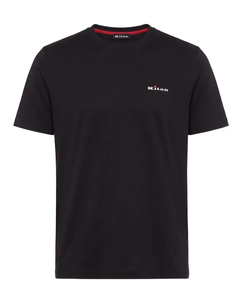 Kiton T-Shirt mit Logo-Detail - Schwarz Schwarz
