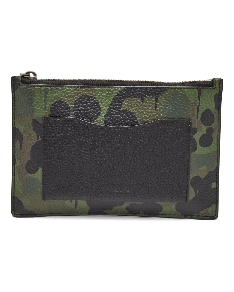 Coach camouflage-print leather pouch - Grün Grün