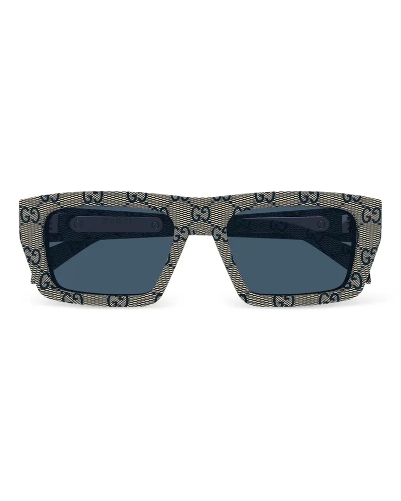 Gucci GG supreme-canvas rectangle-frame sunglasses - Nude Nude