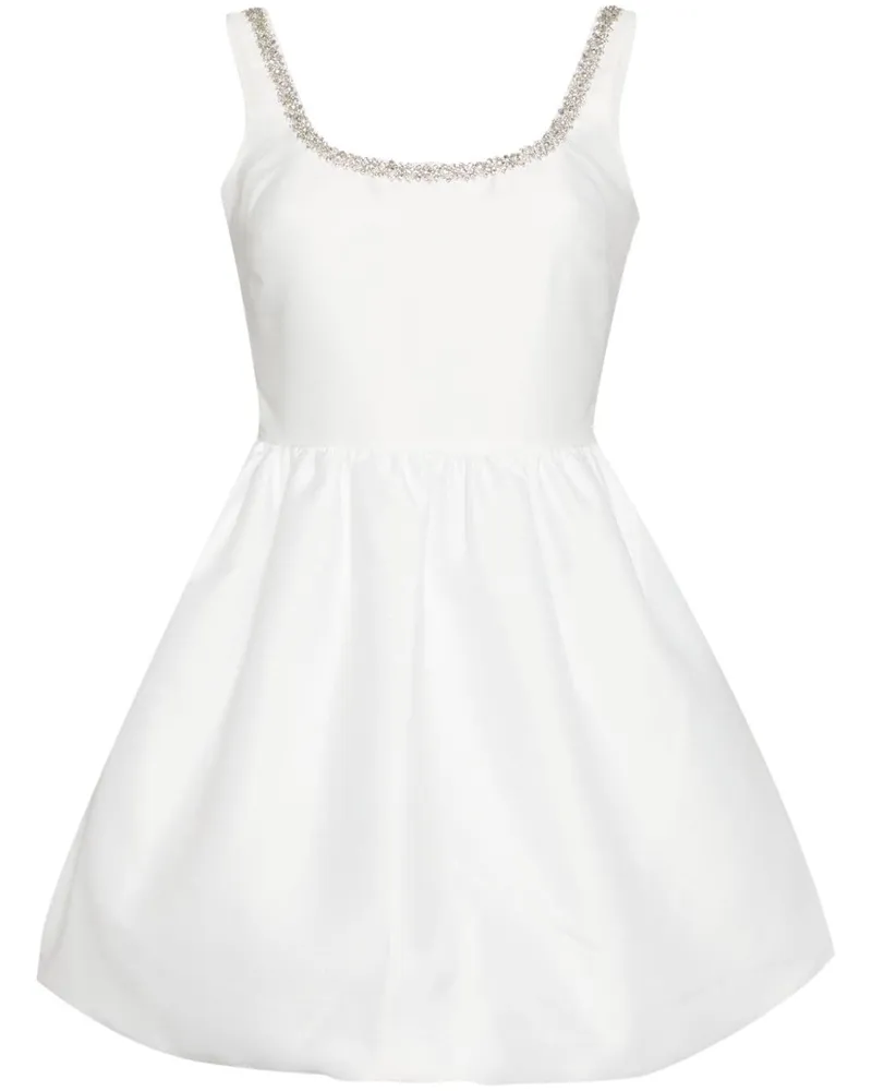 Self-Portrait Minikleid aus Taft mit Diamanten - Weiß Weiß