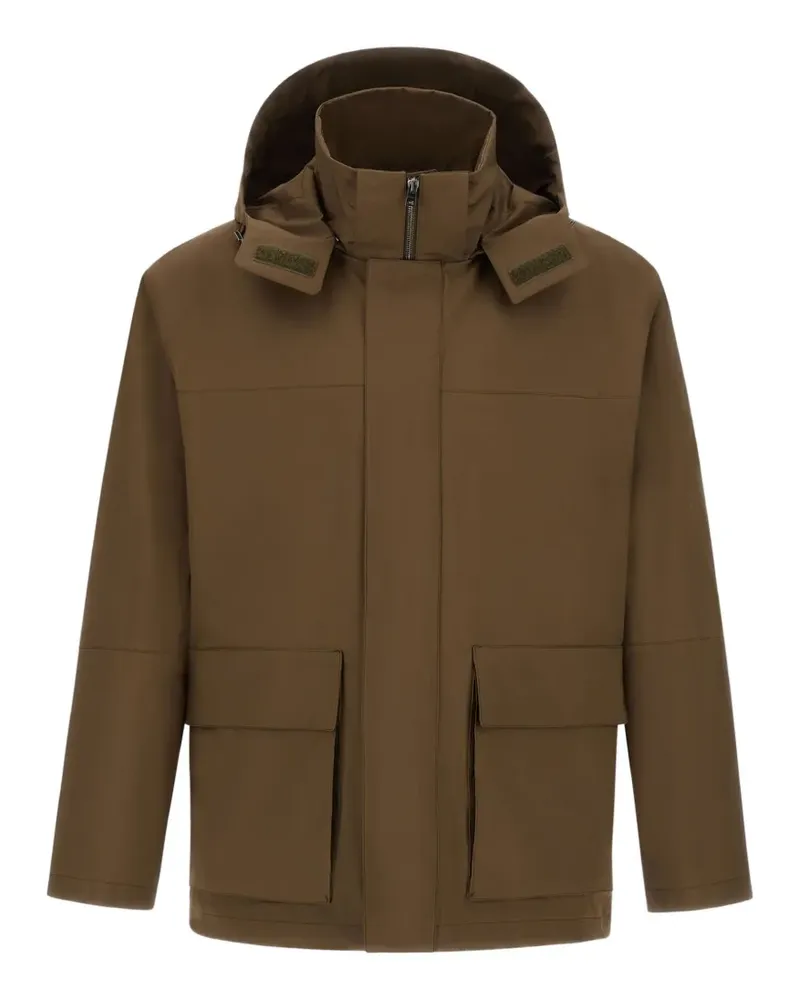 Herno flap-pocket hooded jacket - Braun Braun