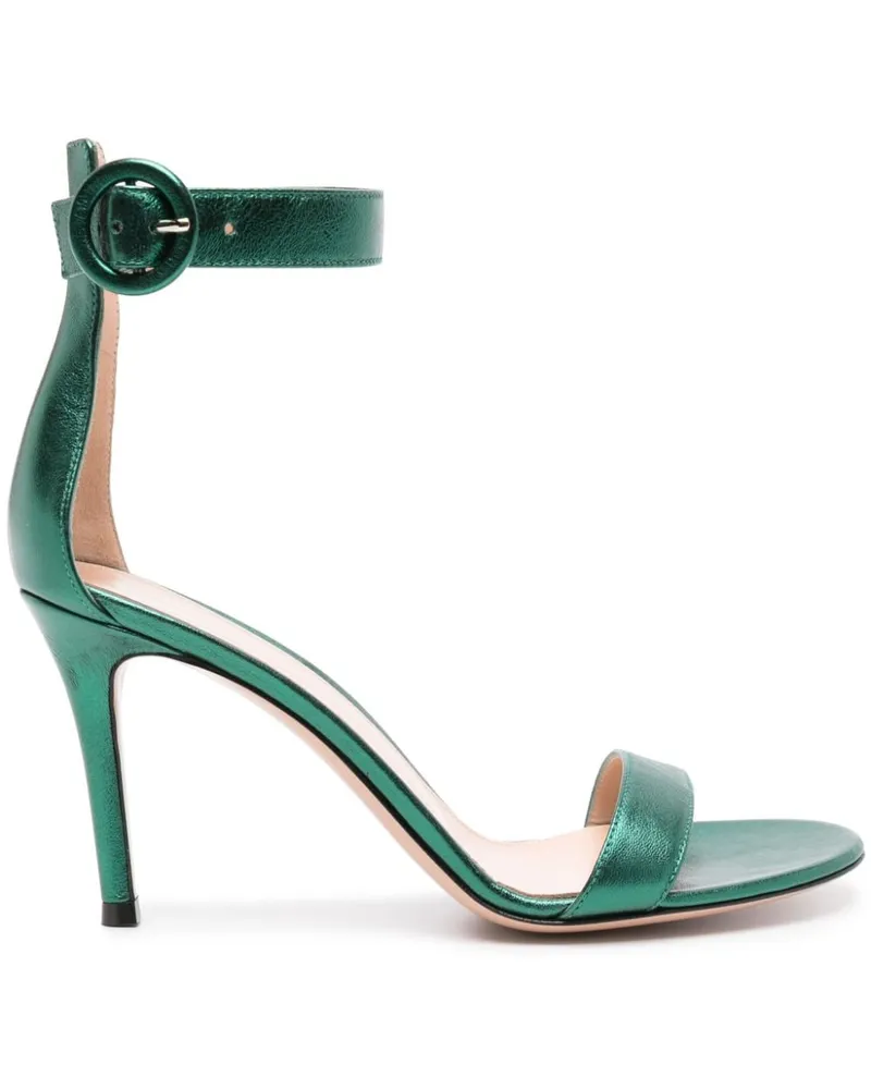 Gianvito Rossi Portofino Sandalen aus Metallic-Leder 85mm - Grün Grün