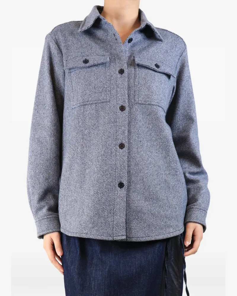 A.P.C. herringbone-pattern flap-pocket shirt - Blau Blau