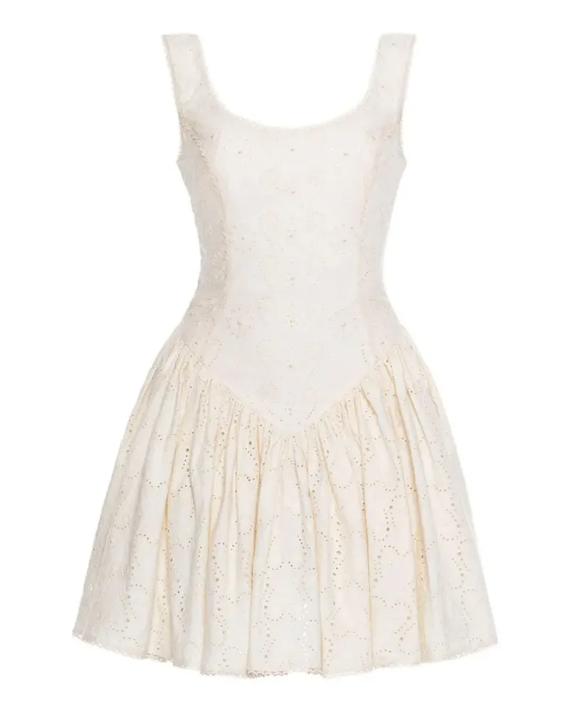 AGUA BENDITA Pluma Playa eyelet mini dress - Nude Nude