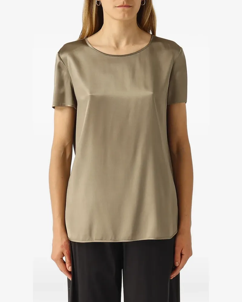 Max Mara Cortona satin-finish short-sleeve top - Nude Nude
