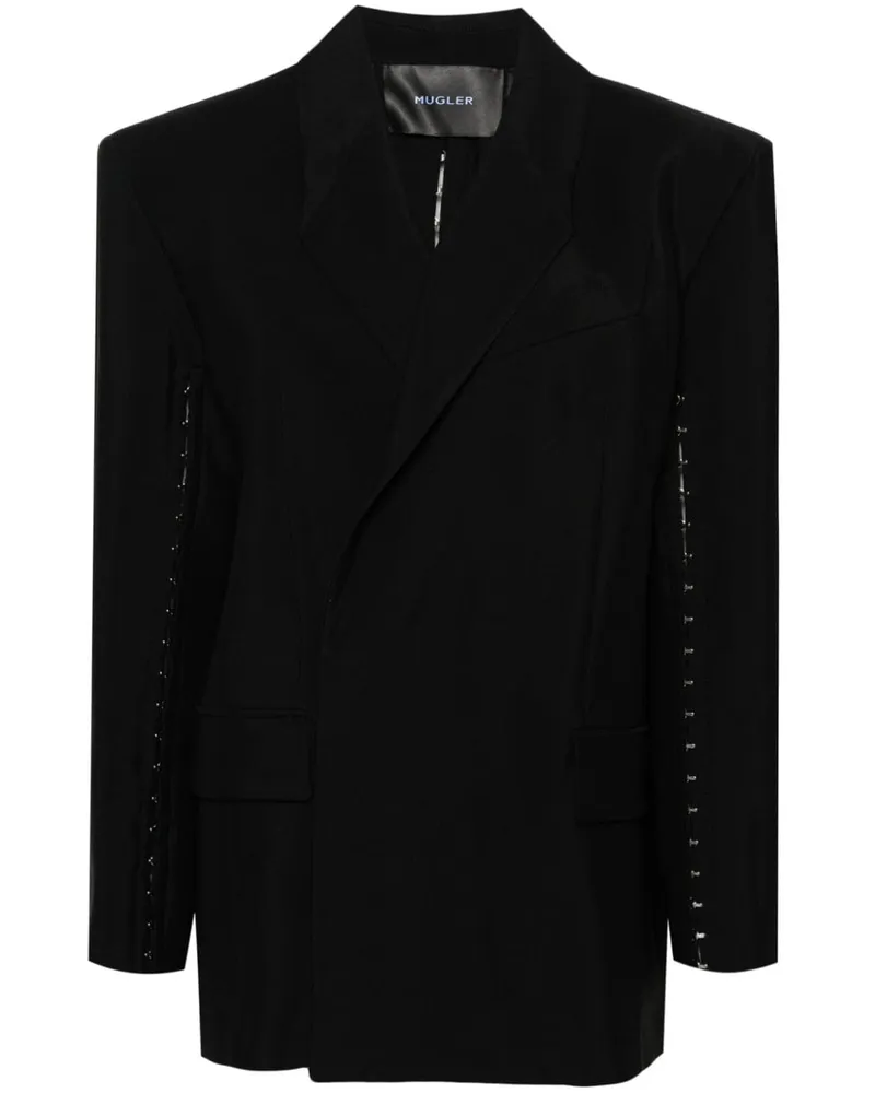 Thierry Mugler Doppelreihiger Blazer mit Hakendetail Schwarz