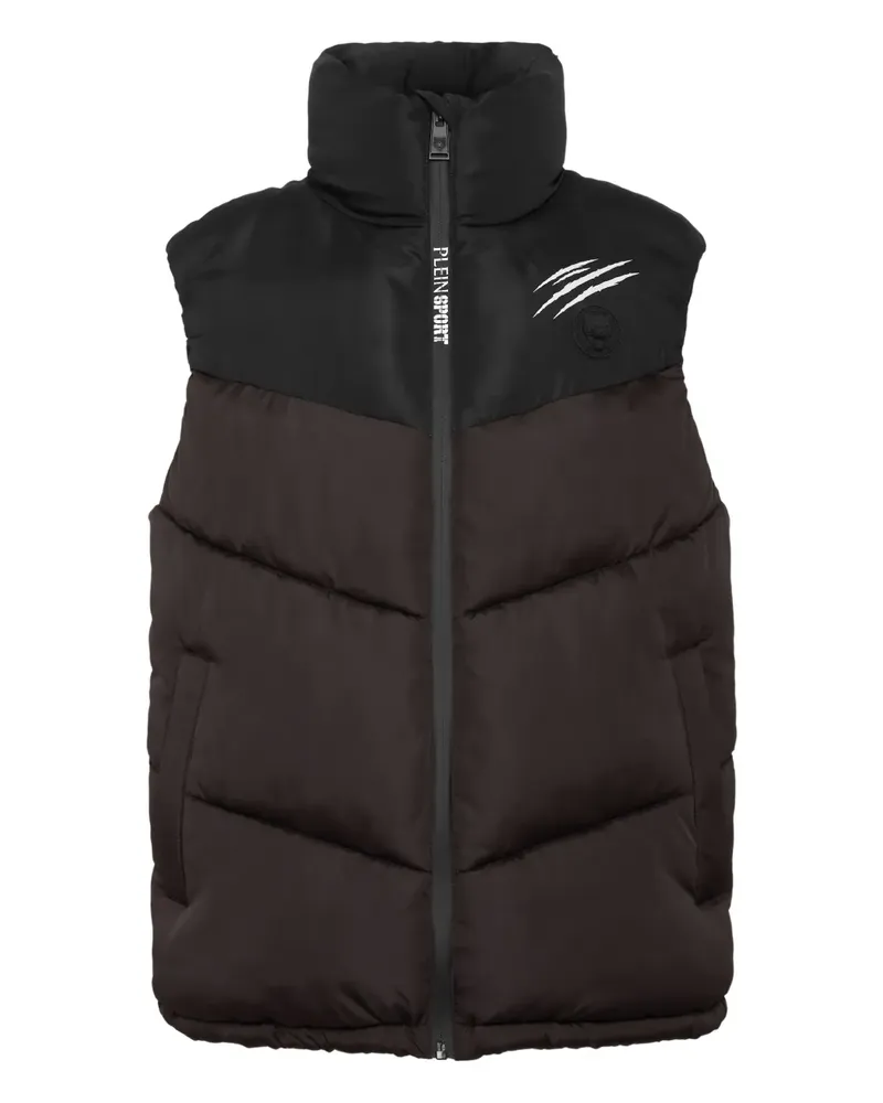 Philipp Plein Gesteppte Weste mit Klauen-Print - Braun Braun