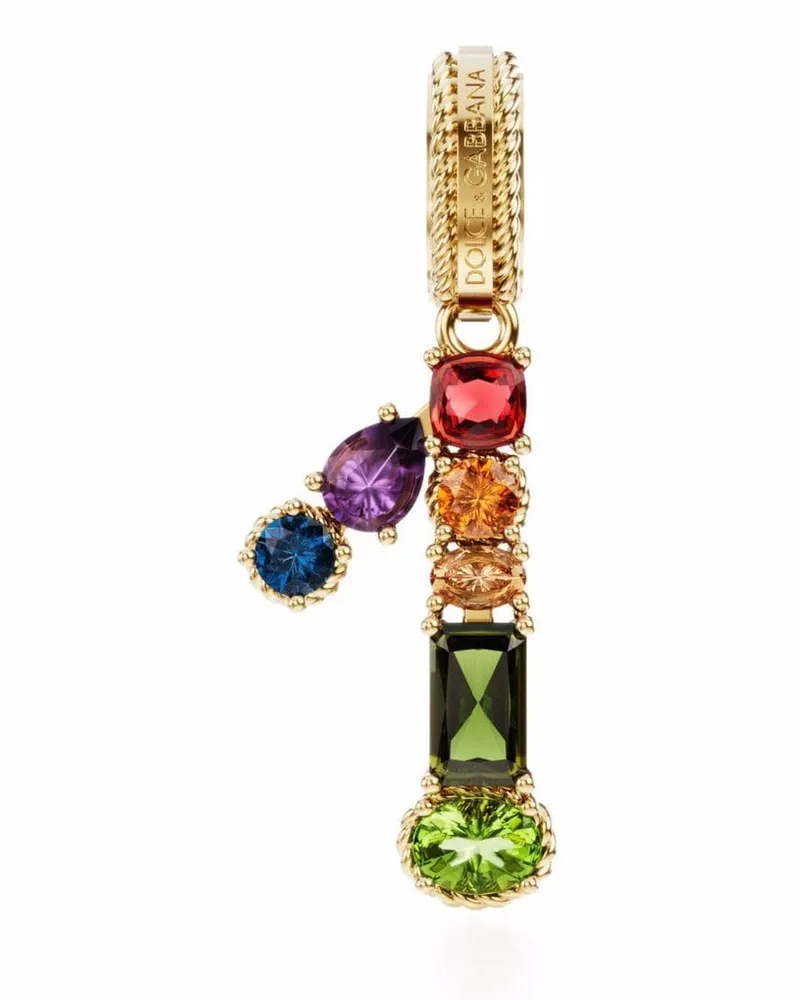 Dolce & Gabbana 18kt Charm 1 Lettering Gelbgoldanhänger mit Schmuckstein Gold