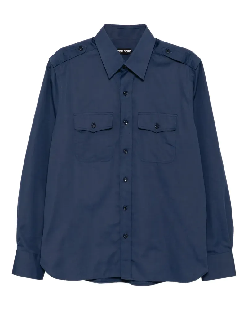 Tom Ford Hemd im Military-Look - Blau Blau