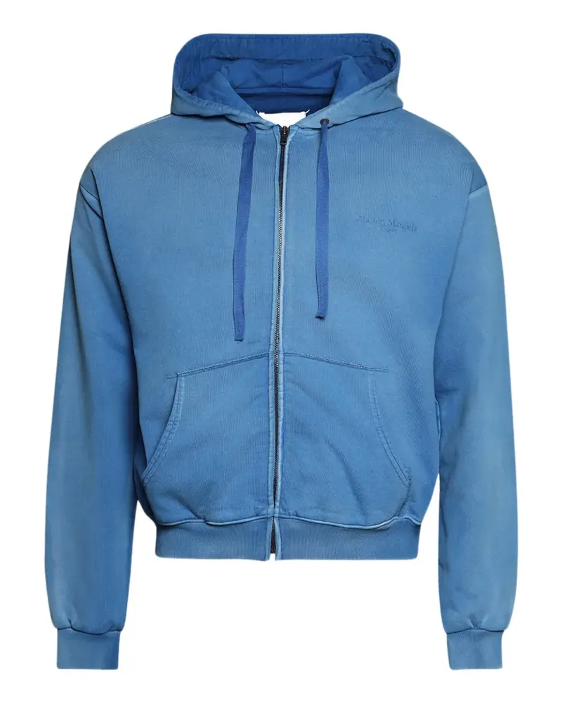 Maison Margiela zip-up logo-embroidered hoodie - Blau Blau
