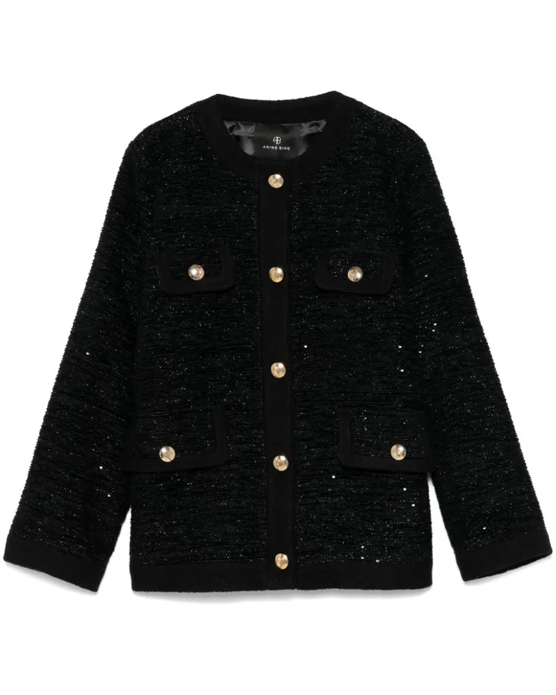 Anine Bing Jacke aus Tweed - Schwarz Schwarz