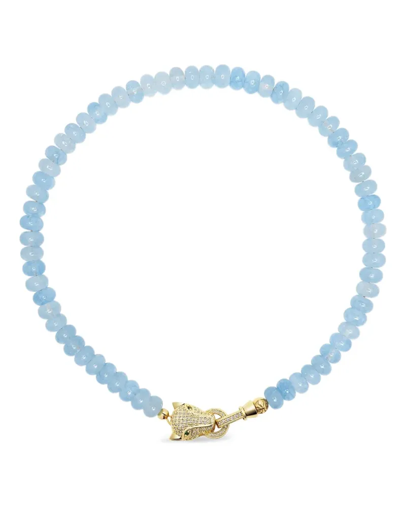 Nialaya panther-charm chalcedony necklace - Blau Blau