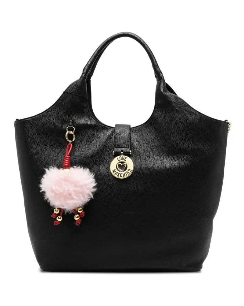 Moschino Tote Bag mit Logo-Schild - Schwarz Schwarz
