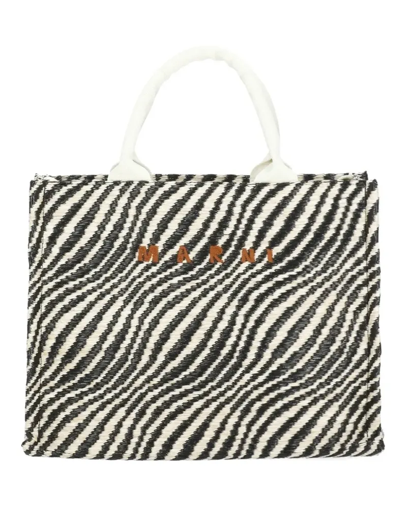 Marni zebra print handle shoulder bag - Schwarz Schwarz