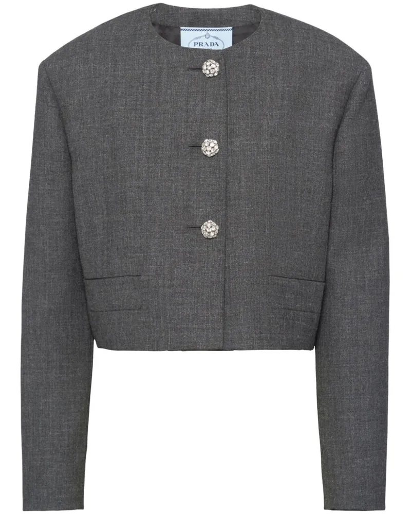 Prada Jeansjacke mit Kristallknöpfen - Grau Grau