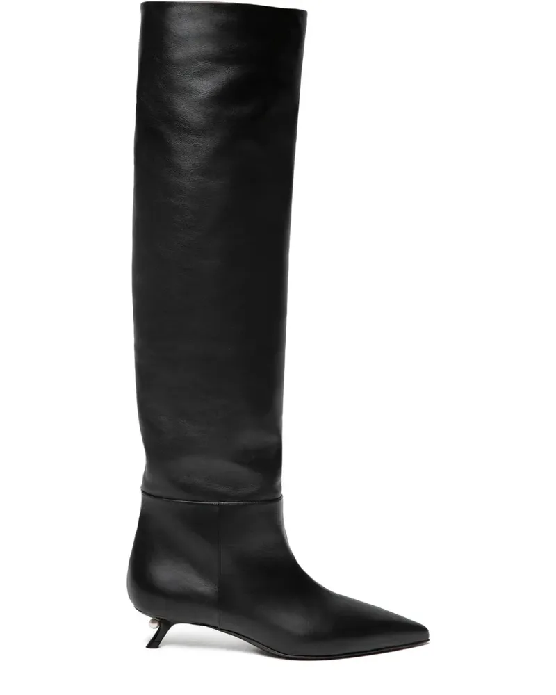 Alevì Spitze Debby Stiefel mit Perlenabsatz 35mm - Schwarz Schwarz