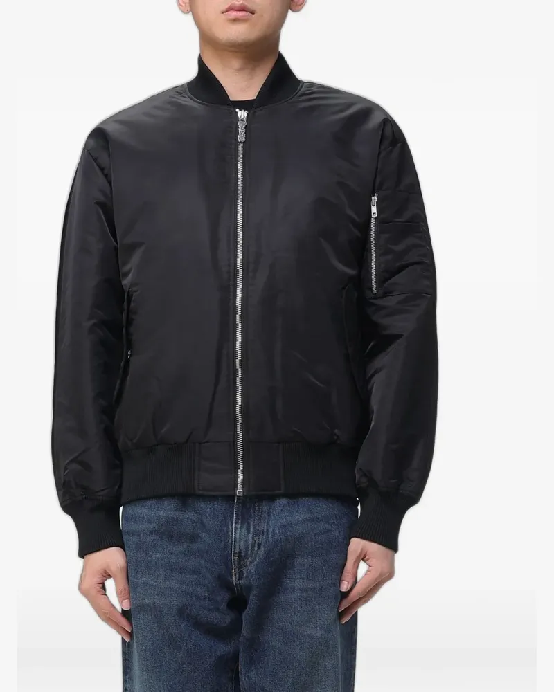 DISCLAIMER logo-print bomber jacket - Schwarz Schwarz