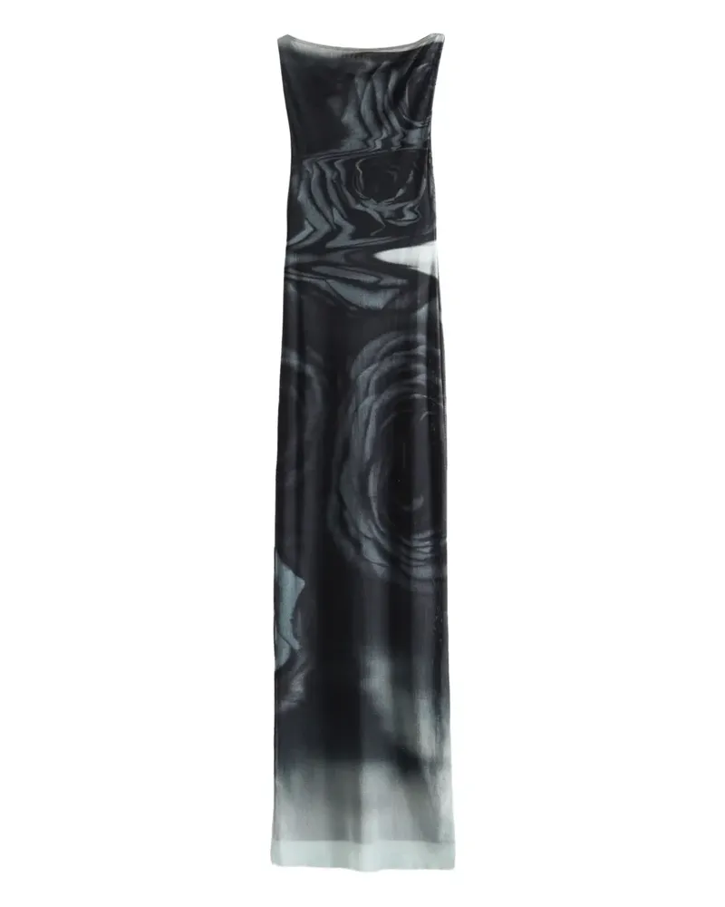 Jean Paul Gaultier rose-print sleeveless maxi dress - Grau Grau