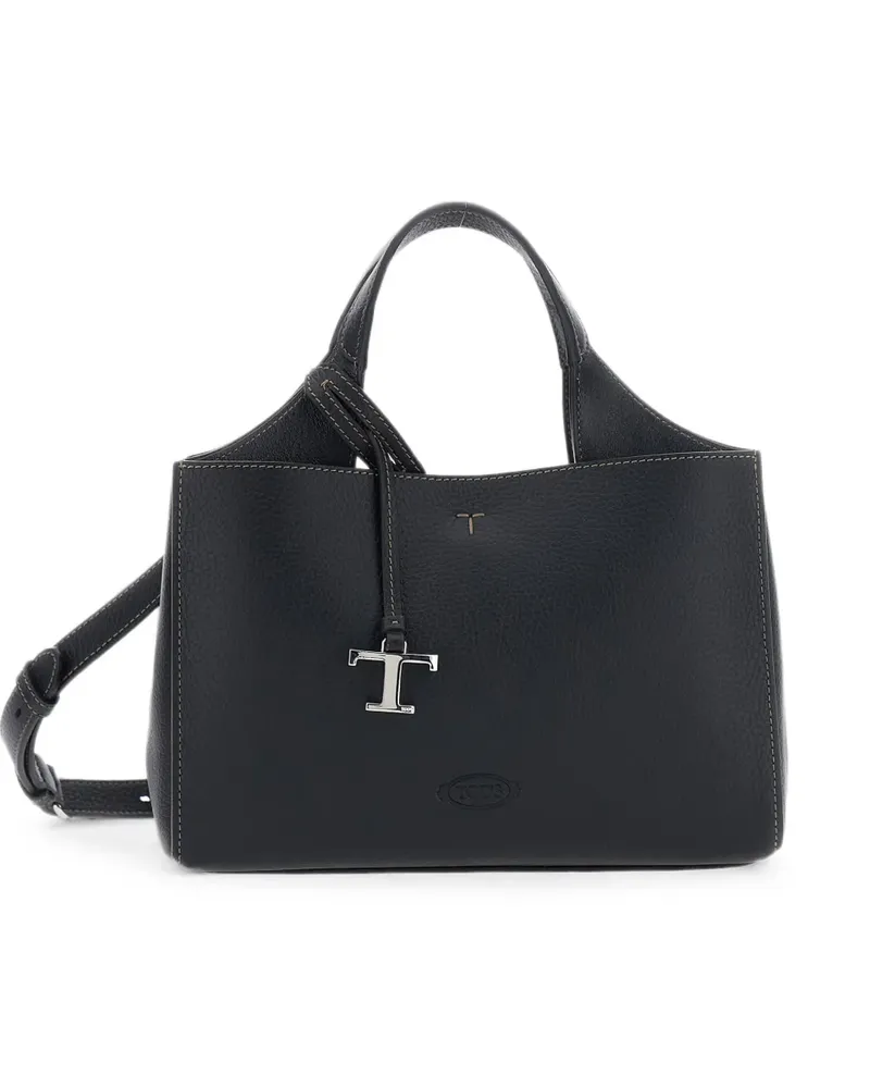 TOD'S T Timeless pebbled handbag - Blau Blau