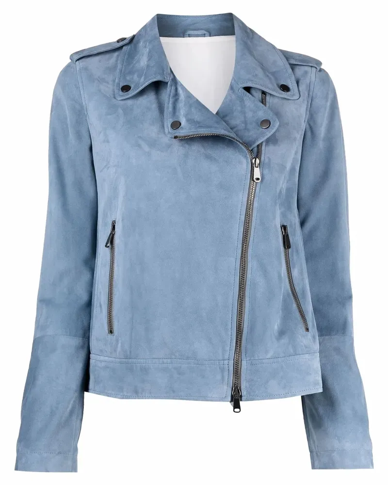 Brunello Cucinelli Bikerjacke mit Reißverschluss - Blau Blau