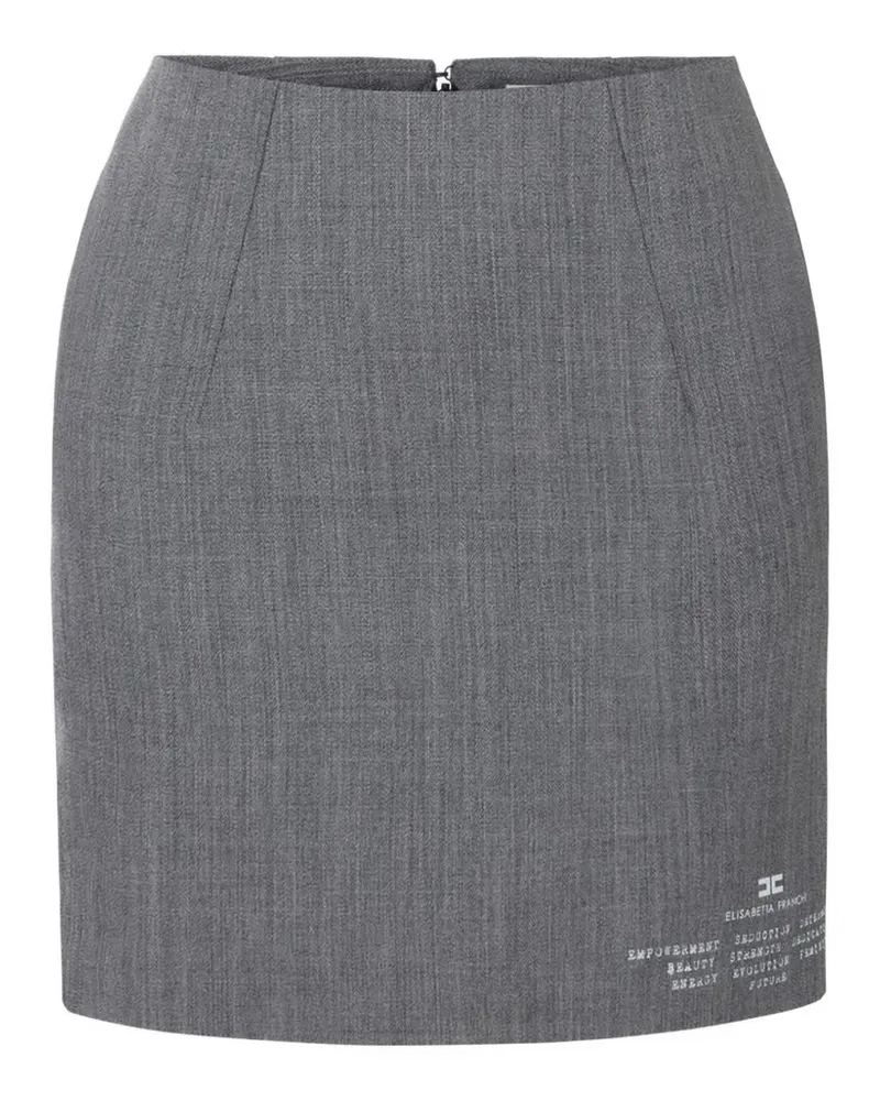 Elisabetta Franchi Minirock aus Wolle mit Logo-Print - Grau Grau